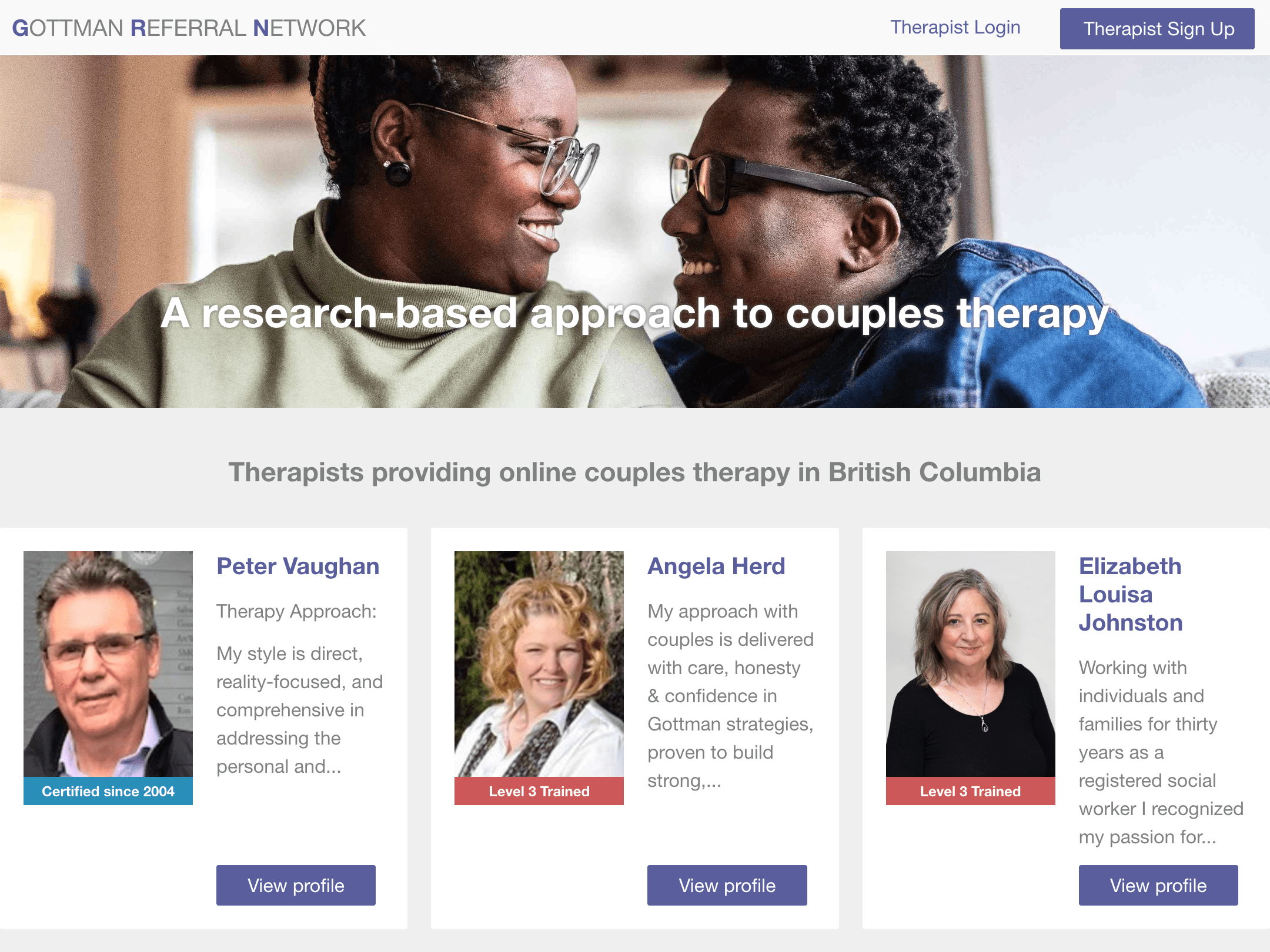 Gottman Referral Network home page